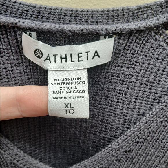 Athleta Merino Wool Blend Hanover V Neck Pullover Sweater Dark Gray Size XL - Picture 3 of 6